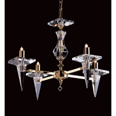 Image of Pescara Optical Glass Gold 4 Arm Chandelier