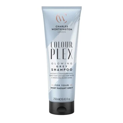 Image of Charles Worthington ColourPlex Glowing Grey Shampoo, Toning for Hair, Purple Toner Women, Salon Shampoo 250 ml