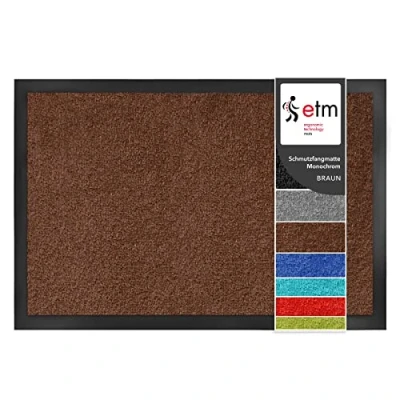 Image of etm Dirt Trapper Door Mat Entrance Monochrome (Brown, 200 x cm) Indoor &amp; Outdoor Doormat, Washable Front Non Slip Backing Super Absorbent Floor Rug Barrier
