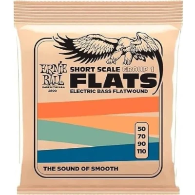 Image of Ernie Ball Short Scale Flatwound Group 1 Electric Bass Strings 50 110 Gauge