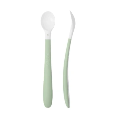 Image of BabyBjörn Feeding Spoon, 2 Pack, Powder Green