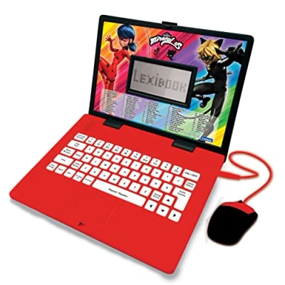Image of Lexibook, Miraculous Ladybug Cat Noir, Educational and Bilingual Laptop French/English, Toy for Child Kid (Boys &amp; Girls), 124 Activities, Learn Play Games Music with Ladybug, Red/Black, JC598MIi1