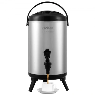 Image of VEVOR Stainless Steel Insulated Beverage Dispenser, 2 Gallon 7.6 Liter, Thermal Hot and Cold Drink Server Dispenser with Spigot Handle, Food Grade for Tea Coffee Water Restaurant Shop