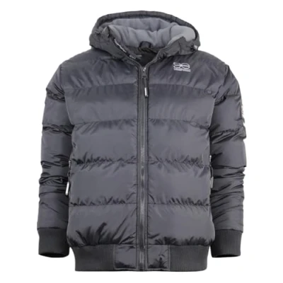 Image of Crosshatch Mens Padded Quilted Zip Pockets Mirco Fleece Lined Hood and Winter Coat Jacket by JEANBASE Black S