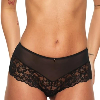 Image of Ann Summers Sexy Lace Planet Shorts Briefs for Women with Charm Detail Underwear Full Coverage Knickers Trim Black