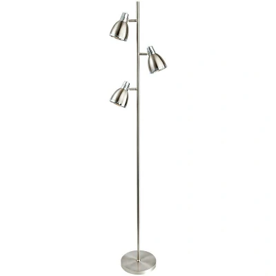 Image of Vogue 3 Light Floor Lamp Brushed Steel, Chrome, E14