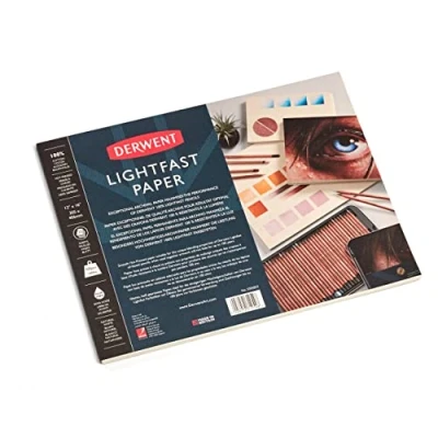 Image of Derwent Lightfast Paper Pad 12 x 16 Inches, 300gsm, 20 Sheets, Smooth Hot Pressed Surface, Acid Free, Ideal For Fine Art Drawing &amp; Colouring, Professional Quality, 2305833