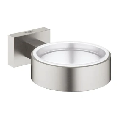 Image of Grohe Essentials Cube New Glass/Soap Dish Holder Supersteel 40508DC1