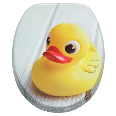 Image of Sanilo Soft Close Toilet Seat, Stable Hinges, Easy to Mount, Wooden Seat Duck