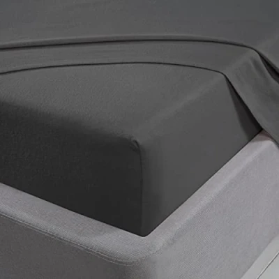 Image of Sleepdown Fitted Sheet 100% Brushed Cotton Flannelette Luxury Bedding Soft Cosy 25cm 10&quot; Bedsheet Bed Linen Charcoal Grey King, 5056242834441