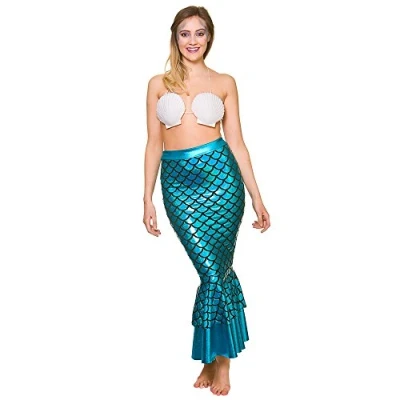Image of Womens Mermaid Skirt Fancy Dress Costume Medium (UK 14 16) Blue