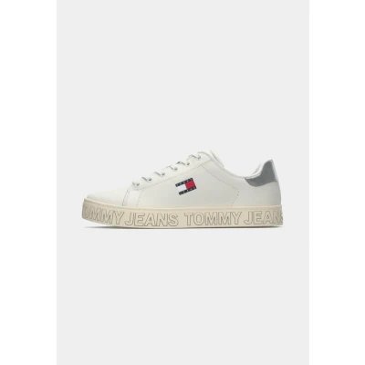 Image of Tommy Jeans LOGO Outsole Sneaker Trainers, Women&#039;s, Size: 35, Ecru/silver shoes
