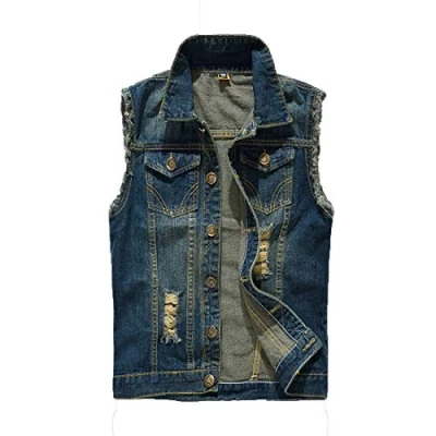 Image of Mens Sleeveless Jeans Jackets Waistcoat Denim Vest for Men