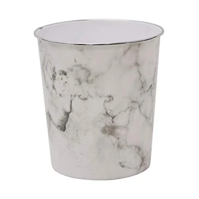 Image of JVL Small Marble Waste Paper Bin, 24.5cm x 26.5cm approx, One Size