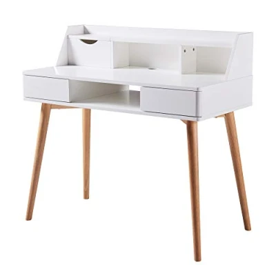 Image of VERSANORA Teamson Home Creativo Wooden Writing Desk with Storage, White/Natural