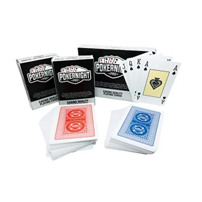 Image of Poker Night Pro 2 x Deck of Bridge Playing Cards UK Brand Plastic Waterproof Multipack Premium Canasta Set (3 Jokers)