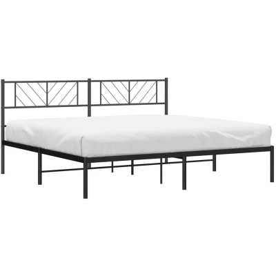Image of vidaXL Metal Bed Frame without Mattress with Headboard Black 200x200cm