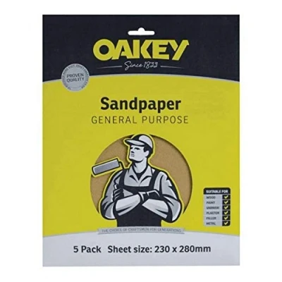 Image of Oakey Glasspaper Sanding Sheets Medium Pack of 5