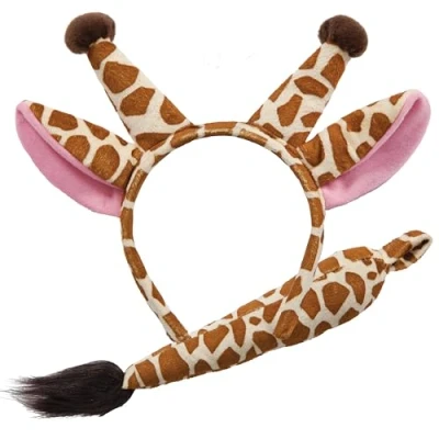 Image of Wicked Costumes Childrens Animal Giraffe Ears Headband &amp; Tail Set Fancy Dress Accessory
