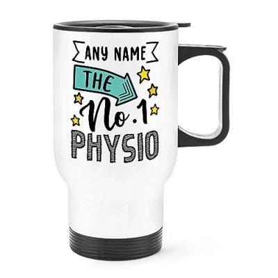 Image of Personalised No.1 Physio Name Travel Mug Cup with Handle