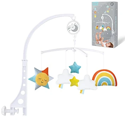 Image of Cot Musical Mobile Soothing Baby Born Plush Toys with Lullaby Adjustable Arm Bracket Meteorology Decors (Multicolor)