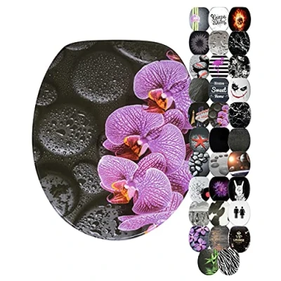 Image of Sanilo Toilet Seat, Wide Choice of Black Seats, Stable Hinges, Easy to Mount (Madeira)