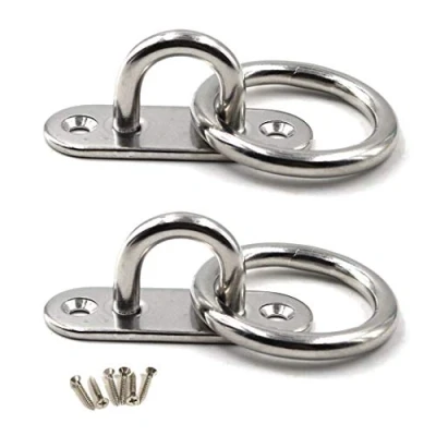 Image of M8 Ceiling Hook Pad Eye Plate 304 Stainless Steel Wall Mount Heavy Duty for Hanging (Pack of 2,Screws Included)