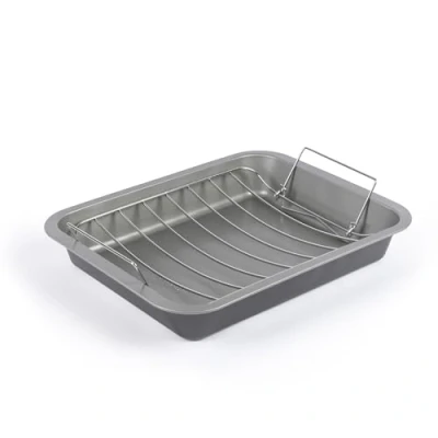 Image of Salter Essentials 41 cm Roasting Tray Non Stick Coating, Rectangular Roaster, Dishwasher Safe, Easy to Clean, Made in The UK, Durable Vegetable Pan, Lightweight, PFOA Free, BW13669
