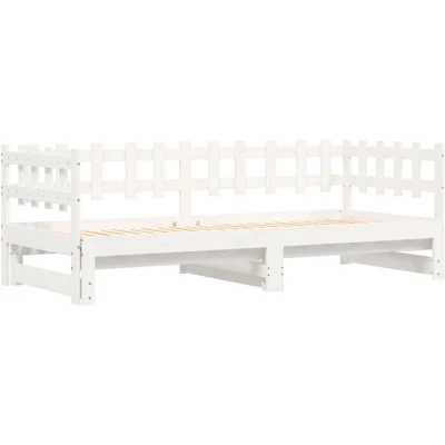 Image of vidaXL Pull out Day Bed without Mattress White 2x(90x200) cm
