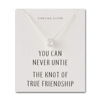 Image of Philip Jones Sterling Silver Friendship Quote Knot Necklace