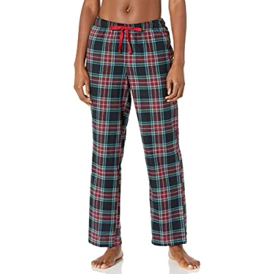 Image of Amazon Essentials Women&#039;s Flannel Pyjama Sleep Bottoms (Available in Plus Size), Black Plaid, L
