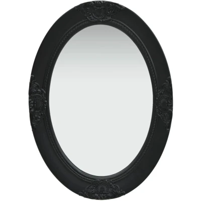 Image of vidaXL Wall Mirror with Ornate Baroque Style Frame and Unique Bevelled Edge, Ideal for Dressing Room Black, 50x70 cm