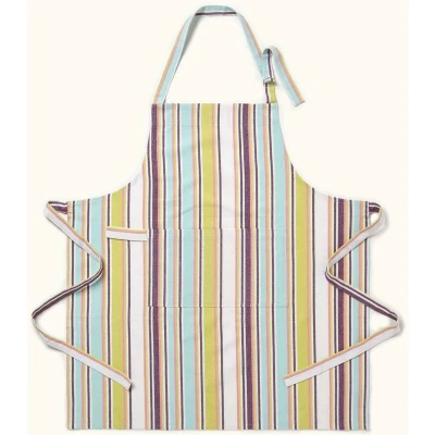 Image of HOMESCAPES Pure Cotton Unisex Apron with Pocket Osaka Green 80 x 85 cm Fully Coordinated Washable Kitchen Linen