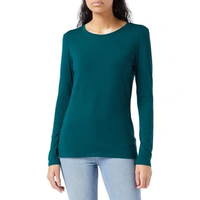Image of Amazon Essentials Women&#039;s Classic Fit Long Sleeve Crewneck T Shirt (Available in Plus Size), Dark Green, M
