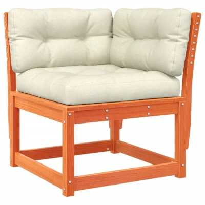 Image of vidaXL Garden Sofa Corner with Cushions Wax Brown 73x73x78 cm Solid Wood Pine