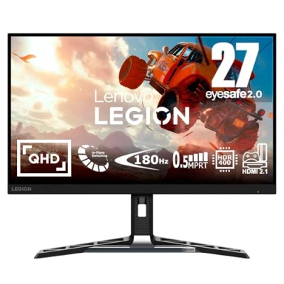 Image of Lenovo Legion R27qe 27 inch Gaming Monitor QHD, 1440p, 180Hz, IPS, 0.5ms, HDMI, DP AMD Freesync PS5, Xbox, PC screen