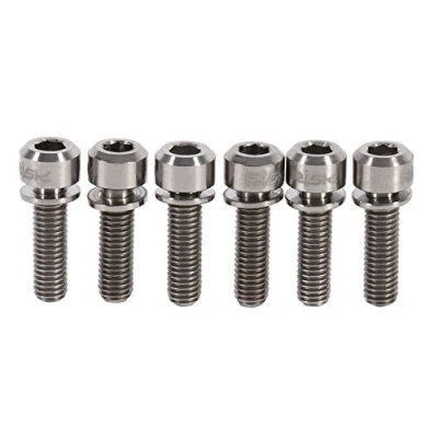 Image of VGEBY Bike Brake Screws, 6Pcs Mountain Stem Screws M5 x 18mm Titanium with Washers (Titanium) Barbell Bicycles And Spare Parts