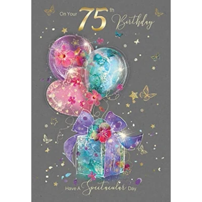 Image of Cherry Orchard 75th Birthday Card from the Grace Range complete with Gold Envelope and Foil Detailing …