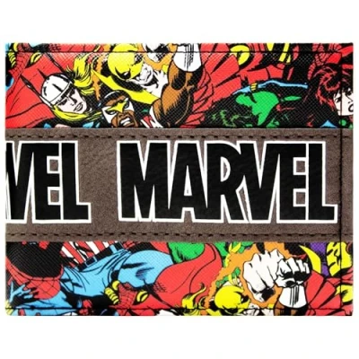 Image of Captain america Superheroes Comic Book Print Multicolour ID and Card Bi Fold Wallet,One Size