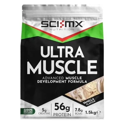 Image of SCI MX Ultra Muscle Protein Powder for Development + 23 Vitamins &amp; Minerals Vanilla 56g 5g Creatine 7.8g BCAAs per Serving 1.5kg