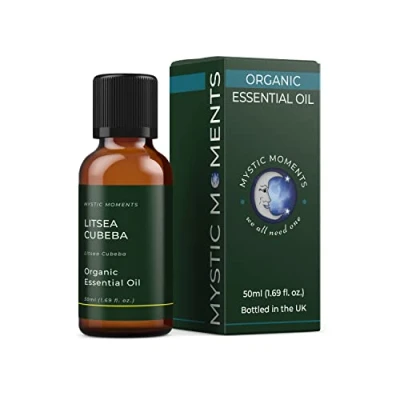 Image of Mystic Moments Organic Litsea Cubeba (May Chang) Essential Oil 50ml Pure &amp; Natural for Diffusers, Aromatherapy Massage Blends Vegan GMO Free