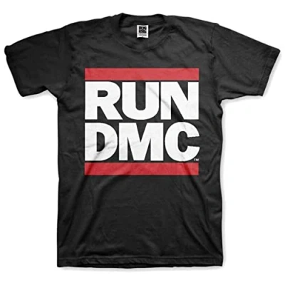 Image of Run DMC Men&#039;s Logo Short Sleeve T Shirt, Black, X Large