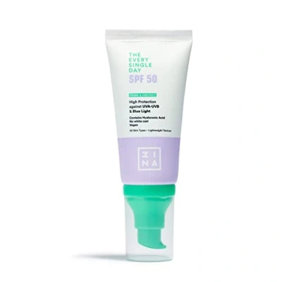 Image of 3INA MAKEUP The Every Single Day SPF50 Sunscreen SPF 50 Face Moisturiser Vegan with Hyaluronic Acid Sun Cream Protection Against UVA UVB rays &amp; Blue Light Cruelty Free