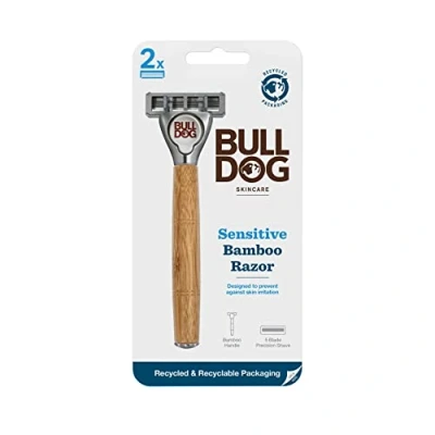 Image of BULLDOG SKINCARE Sensitive Bamboo Razor Smooth Glide Handle + 2 Blade Refills