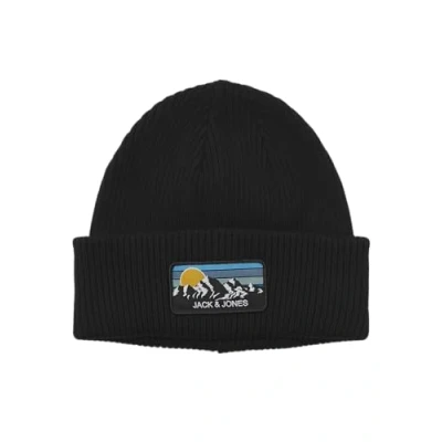 Image of JACK &amp; JONES Men&#039;s jacpeak Beanie Knitted hat, Black, One Size