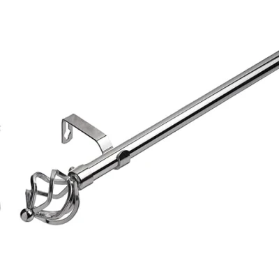 Image of Lister Cartwright 19 mm Extendable Metal Curtain Poles, Chrome (Cage Finials, 70 120 cm)