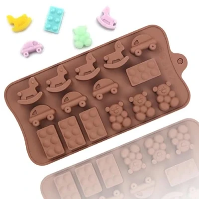 Image of TTOA Rocking Horse Silicone Chocolate Mould Bear Non Stick Ice Cube Cake Decoration