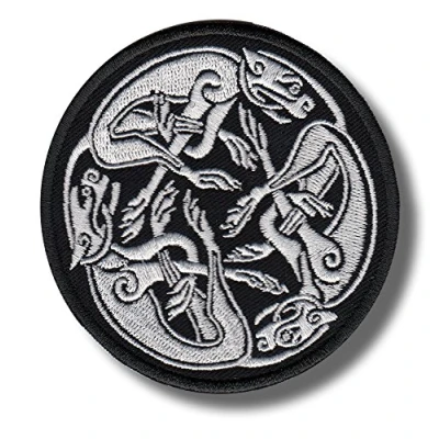 Image of Celtic Hound Knot White Embroidered Patch, 8x8 cm