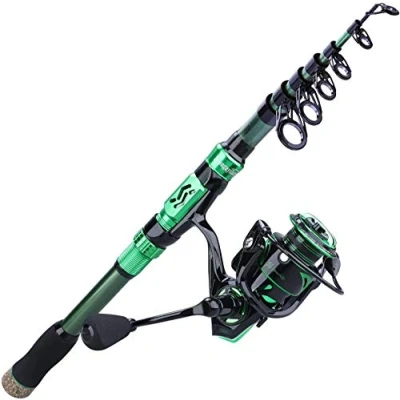 Image of Sougayilang Fishing Rod Reel Combos, 24Ton Carbon Fibre, Portable Telescopic Pole for Travel with Spinning Reels Saltwater Freshwater 1.8G
