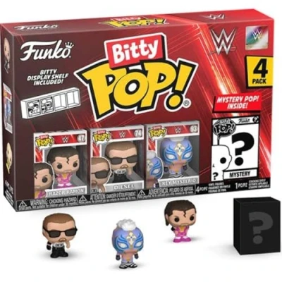 Image of Funko Bitty POP!: WWE Razor Ramon™, Pop! Diesel™, Rey Mysterio®, and a mystery figure 0.9 Inch (2.2 Cm) Collectable Gift Idea Cake Topper